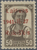 Dt. Besetzung II WK - Litauen - Rakischki (Rokiskis): 1941, 50 Kop. Mit Braunrotem Aufdruck In Type - Occupation 1938-45