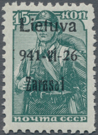 Dt. Besetzung II WK - Litauen - Zargrad (Zarasai): 1941, 15 Kopeken Mit Aufdruck In Typ II Und Abart - Ocupación 1938 – 45