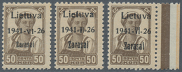 Dt. Besetzung II WK - Litauen - Zargrad (Zarasai): 1941: Drei Einzelwerte 50 K. Braun Mit Schwarzen - Ocupación 1938 – 45