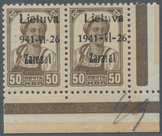 Dt. Besetzung II WK - Litauen - Zargrad (Zarasai): 1941 50 K. Braun Im Rechten Unteren Eckrand-Typen - Bezetting 1938-45