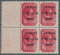 Dt. Besetzung II WK - Litauen - Zargrad (Zarasai): 1941 60 K. Rot Im Linken Rand-4er-Block (Felder 2 - Besetzungen 1938-45