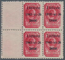 Dt. Besetzung II WK - Litauen - Zargrad (Zarasai): 1941 60 K. Rot Im Linken Rand-4er-Block (Felder 2 - Ocupación 1938 – 45