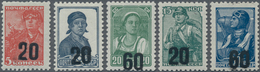 Dt. Besetzung II WK - Russland - Luga: 1941, Freimarken Der Sowjetunion Mit Schwarzen Aufdruck "Luga - Bezetting 1938-45