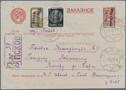 Dt. Besetzung II WK - Russland - Pleskau (Pskow): 1941, Sowjetunion Einschreibeumschlag Nr. EU 1 B M - Occupation 1938-45