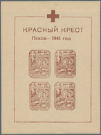 Dt. Besetzung II WK - Russland - Pleskau (Pskow): 1942, Block Mit Dem Kreuz In Markenfarbe Und Mit F - Bezetting 1938-45