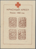 Dt. Besetzung II WK - Russland - Pleskau (Pskow): 1942, Rotes Kreuz-Block Auf Weißem Papier Im Forma - Ocupación 1938 – 45