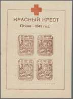 Dt. Besetzung II WK - Russland - Pleskau (Pskow): 1942, Rotes Kreuz-Block Auf Weißem Papier Im Forma - Occupation 1938-45