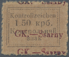 Dt. Besetzung II WK - Ukraine - Sarny: 1941. Kontrollzeichen 1.50 Krb "GK.-Ssarny" Mit Doppeltem Auf - Ocupación 1938 – 45
