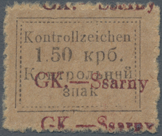 Dt. Besetzung II WK - Ukraine - Sarny: 1941. Kontrollzeichen 1.50 Krb "GK.-Ssarny" Mit Doppeltem Auf - Besetzungen 1938-45