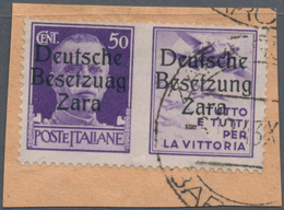 Dt. Besetzung II WK - Zara: 1943, 50 C Lila Mit Propaganda-Nebenfeld Und Aufdruck-PLATTENFEHLER "Bes - Occupation 1938-45