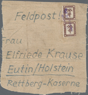 Feldpostmarken: 1943, Tunis, Feldpostpäckchen-Zulassungsmarke, Hellgraugelbes, Dickes Papier, Zwei S - Andere & Zonder Classificatie