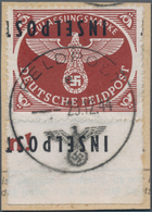 Feldpostmarken: 1944, Insel Rhodos, Inselpost-Zulassungsmarke, Durchstochen, Mit KOPFSTEHENDEM Aufdr - Autres & Non Classés