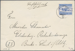 Feldpostmarken: Leros Durchstochen (Bed.-Erh.) A. FP-Bf. Abs. 68093A 12.3.45 N. Deutschl., Gepr. Run - Altri & Non Classificati