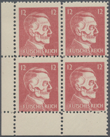 Kriegs- Und Propagandafälschungen: 1944, 12 Pfg. Hitler/Totenkopf Im Eckrand-4er-Block Links Unten, - Otros & Sin Clasificación