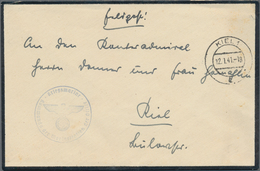 Feldpost 2. Weltkrieg: 1941, Feldpost-Ortsbrief Von KIEL, 12.1.41, Absender Generaladmiral Carls, Em - Otros & Sin Clasificación