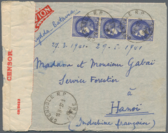 Zensurpost: 1941, France, 3 X 2 F 50 C Ultramarine Definitive "Cérès", Multiple Franking On Airmail - Sonstige & Ohne Zuordnung