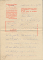 KZ-Post: 1937 (12.9.), Seltener Briefbogen (roter Vordruck Mit Auszug Aus Der Lagerordnung) "Konzent - Briefe U. Dokumente