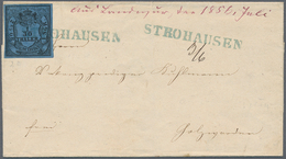 Oldenburg - Marken Und Briefe: 1852, 1/30 Th. Schwarz Auf Blau, Vier Briefhüllen Mit Einzelfrankatur - Oldenbourg