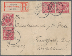 Deutsche Post In China: 1898 (27.10.), Paar + Zwei Einzelmarken 10 Pfg Krone/Adler (Mitläufer) Mit S - Deutsche Post In China