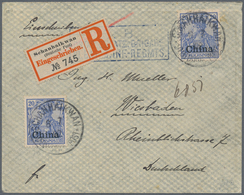 Deutsche Post In China: 1902(8.7.), 2 X 20 Pfg Mit Stempel ''SCHANHAIKWAN DEUTSCHE POST" Auf R-Brief - Deutsche Post In China