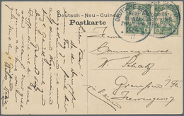Deutsch-Neuguinea: 1911 (19.4.), Paar 5 Pfg Mit Stempel "DEUTSCHE SEEPOST NEU-GUINEA-ZWEIGLINIE * B" - Deutsch-Neuguinea