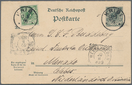 Deutsche Kolonien - Kamerun: 1899 (17.5.), GA-Doppelkarte 5/5 Pfg (anhängender Antwortteil Ungebr.) - Kamerun