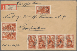 Deutsche Abstimmungsgebiete: Saargebiet: 1935, 20 C. Rotorange, Acht Werte Als Portogerechte Massenf - Used Stamps