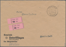 Deutsche Lokalausgaben Ab 1945: FREUDENSTADT: 1945, 1.Auflage, Gebührenzettel 12 Pfg. Schwarzauf Ros - Sonstige & Ohne Zuordnung
