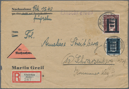 Deutsche Lokalausgaben Ab 1945: GLAUCHAU: 1945, 15 Auf 4 Pfg. Und 60 Pfg. Auf R-Nachnahme-Brief Von - Sonstige & Ohne Zuordnung