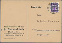 Deutsche Lokalausgaben Ab 1945: GLAUCHAU: 1945, 15 Auf 6 Pfg. Partei-Dienstmarke (minime Patina) Als - Altri & Non Classificati