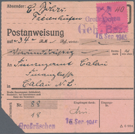 Deutsche Lokalausgaben Ab 1945: GROSSRÄSCHEN: 1945, Gebührenzettel 40 Pfg. Auf Rosalila Als Portoger - Autres & Non Classés