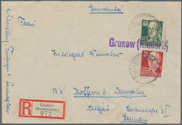 Alliierte Besetzung - Notstempel: Sowjetische Zone: "Grunow (Niederl.)", Einschreiben Frankiert Mit - Autres & Non Classés