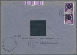 Sowjetische Zone - Sächsische Schwärzungen: 1945, 6 Pfg. Dienstmarke Im Senkrechten Paar Als Portoge - Other & Unclassified