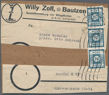 Sowjetische Zone - Ost-Sachsen: 1946, 20 Pfg. Dunkelpreußischblau Im Senkrechten 3er-Streifen Auf Ad - Altri & Non Classificati