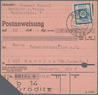 Sowjetische Zone - Ost-Sachsen: 1945, Ziffern 20 Pfg. Blau, Portogerechte Einzelfrankatur Auf Postan - Sonstige & Ohne Zuordnung