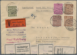 Sowjetische Zone - Provinz Sachsen: 1945, Ziffern 3 Pfg. Senkr. Paar, 10 Pfg., 30 Pfg. Und 40 Pfg. A - Autres & Non Classés