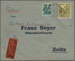 Sowjetische Zone - Bezirkshandstempel - IV - Bez. 20 (Halle): 1948, 1 Mark Taube Und 16 Pfg. Arbeite - Other & Unclassified