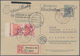 Sowjetische Zone - Ganzsachen: 1948, Ganzsachenkarte 12 Pfg. Arbeiter Mit Aufdruck "14 Dresden 43" M - Otros & Sin Clasificación