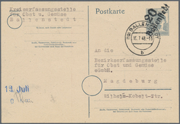 Sowjetische Zone - Ganzsachen: 1948, Ganzsachenkarte 12 Pfg. Arbeiter Mit Aufdruck "20 Ballenstedt" - Other & Unclassified