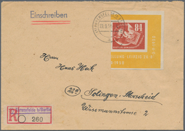 DDR: 1950, Einzelmarken Aus Debria-Block Auf Zwei Briefen: 12 Pfg. Auf Ortsbrief Von "DRESDEN 29.10. - Briefe U. Dokumente
