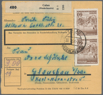 DDR: 1953, Zwei Paketkartenstammteile Mit Portogerechten Mehrfachfrankaturen: 60 Pfg. Radfernfahrt F - Briefe U. Dokumente