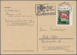 DDR: 1954, 12 Pfg. Geschnitten, Marke Aus Marx-Block, Portogerechte Einzelfrankatur Auf Karte Von "P - Covers & Documents