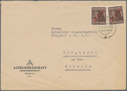 Berlin: 1949, 15 Pfg. Rotaufdruck, Zwei Werte Als Portogerechte Mehrfachfrankatur Auf Brief Von "BER - Briefe U. Dokumente
