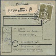 Berlin: 1951, 1 DM Stephan (teils Minim Flache Zähnung) Als Portogerechte Einzelfrankatur Auf Paketk - Storia Postale