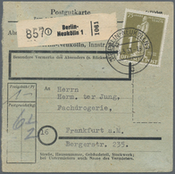 Berlin: 1951, 1 DM Stephan (teils Minim Flache Zähnung) Als Portogerechte Einzelfrankatur Auf Paketk - Briefe U. Dokumente