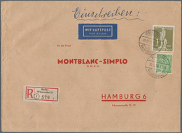 Berlin: 1950, 1 DM Stephan Zusammen Mit 10 Pfg. Bauten Als Portogerechte Frankatur Auf Luftpost-R-Br - Briefe U. Dokumente
