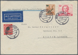 Berlin: 1949, 20 Pfg. Goethe Zusammen Mit 5 Pfg. Und 10 Pfg. Grünaufdruck Als Portogerechte Frankatu - Brieven En Documenten