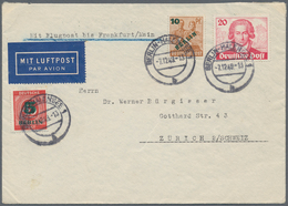 Berlin: 1949, 20 Pfg. Goethe Zusammen Mit 5 Pfg. Und 10 Pfg. Grünaufdruck Als Portogerechte Frankatu - Cartas & Documentos