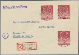 Berlin: 1950, 20 Pfg. ERP, Drei Werte Als Portogerechte Mehrfachfrankatur Auf R-Brief Von "BERLIN-TE - Briefe U. Dokumente