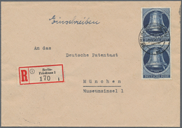 Berlin: 1952, 30 Pfg. Glocke Rechts, Senkrechtes Paar Als Portogerechte Mehrfachfrankatur Auf R-Brie - Cartas & Documentos
